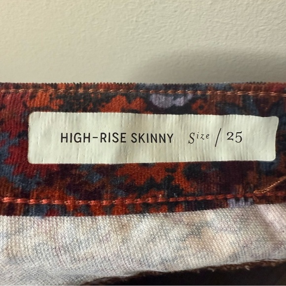 ANTHRO PILCRO and The Letterpress Floral Velvet Corduroy High Rise Skinny Jeans - Picture 11 of 12